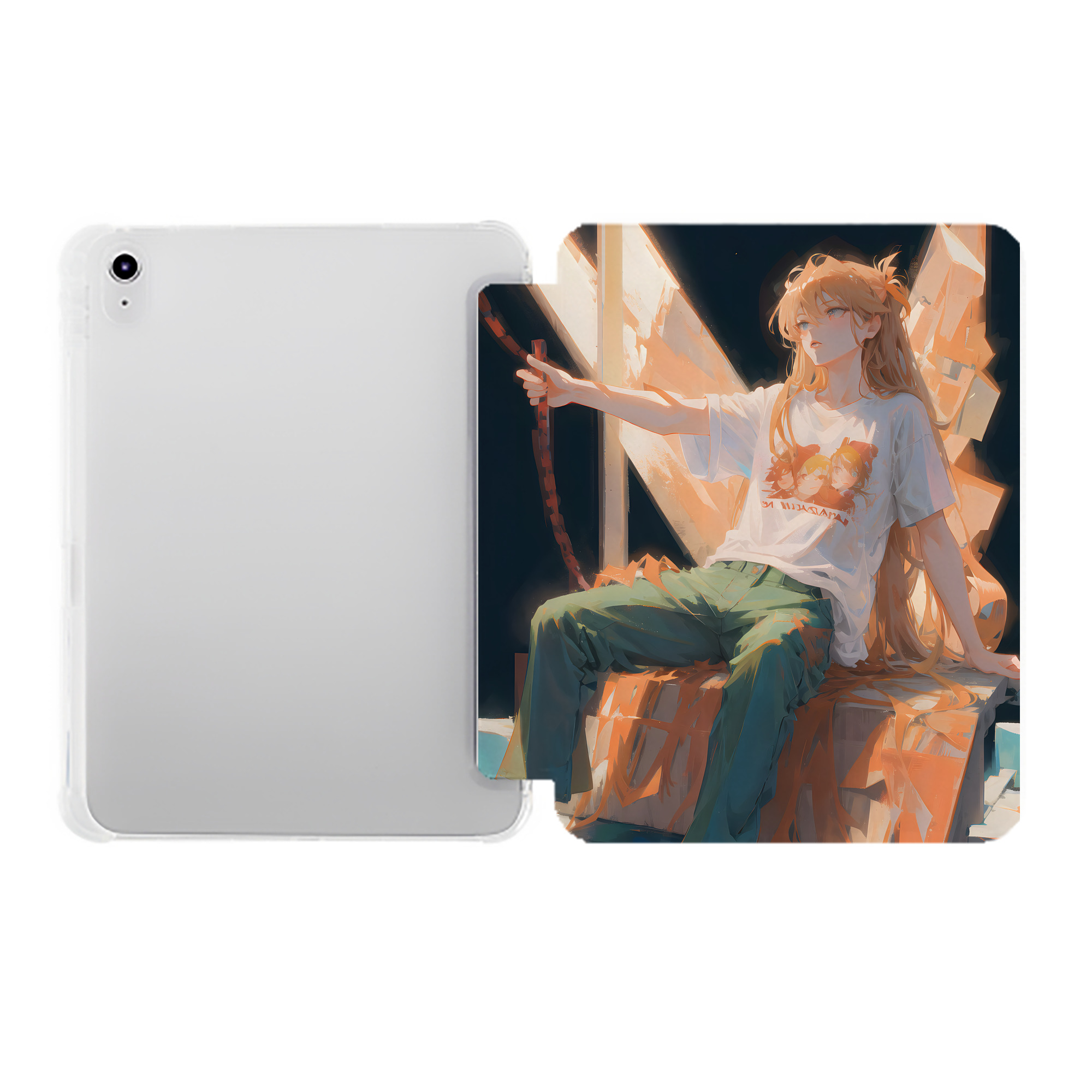 （画像用） EVA 新世紀エヴァンゲリオン IPad ケース ペン収納付き 三つ折りスタンド PUレザー×シリコン 対応機種9.5/10.5/10.9インチ